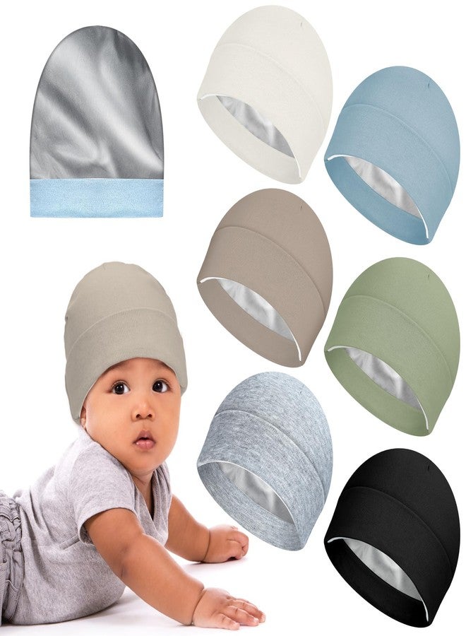 Cotwinter 6 Pcs Satin Lined Baby Newborn Hats Silk Satin Lined Beanie Toddler Hat for Hospital Infant Girls Boys 0-6 Months(Classic Color) - Image 1